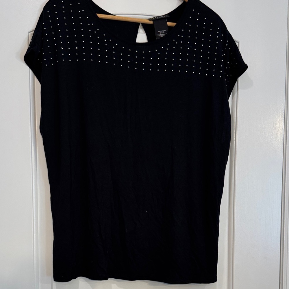 Metaphor Black Studded Sleeveless Blouse Size XL Petite
